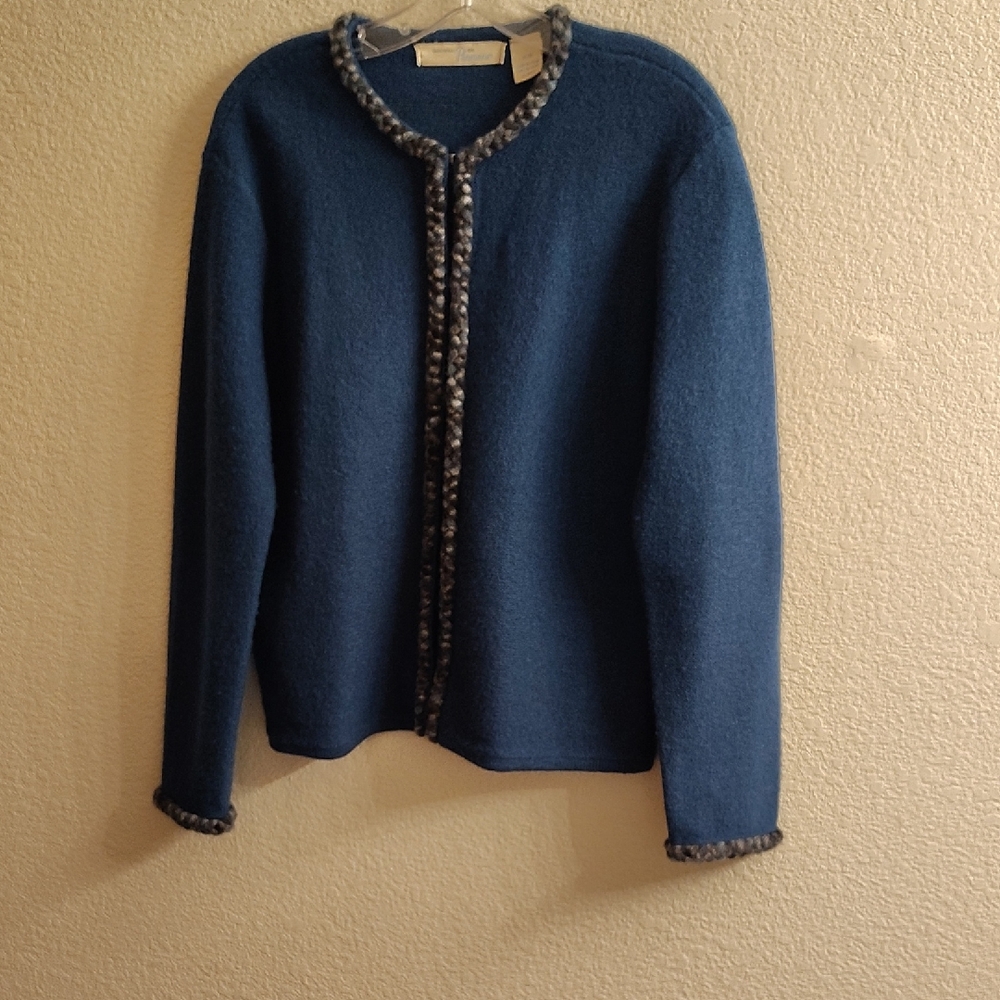 Penmans Women's Round Neck Long Sleeves  Green Wool Open Cardigan B20 X